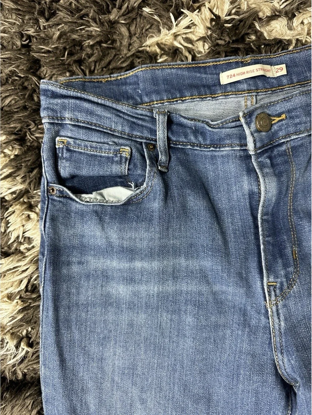Levis 724 High Rise Straight Jeans Womens 29 Medium Wash Denim Stretch